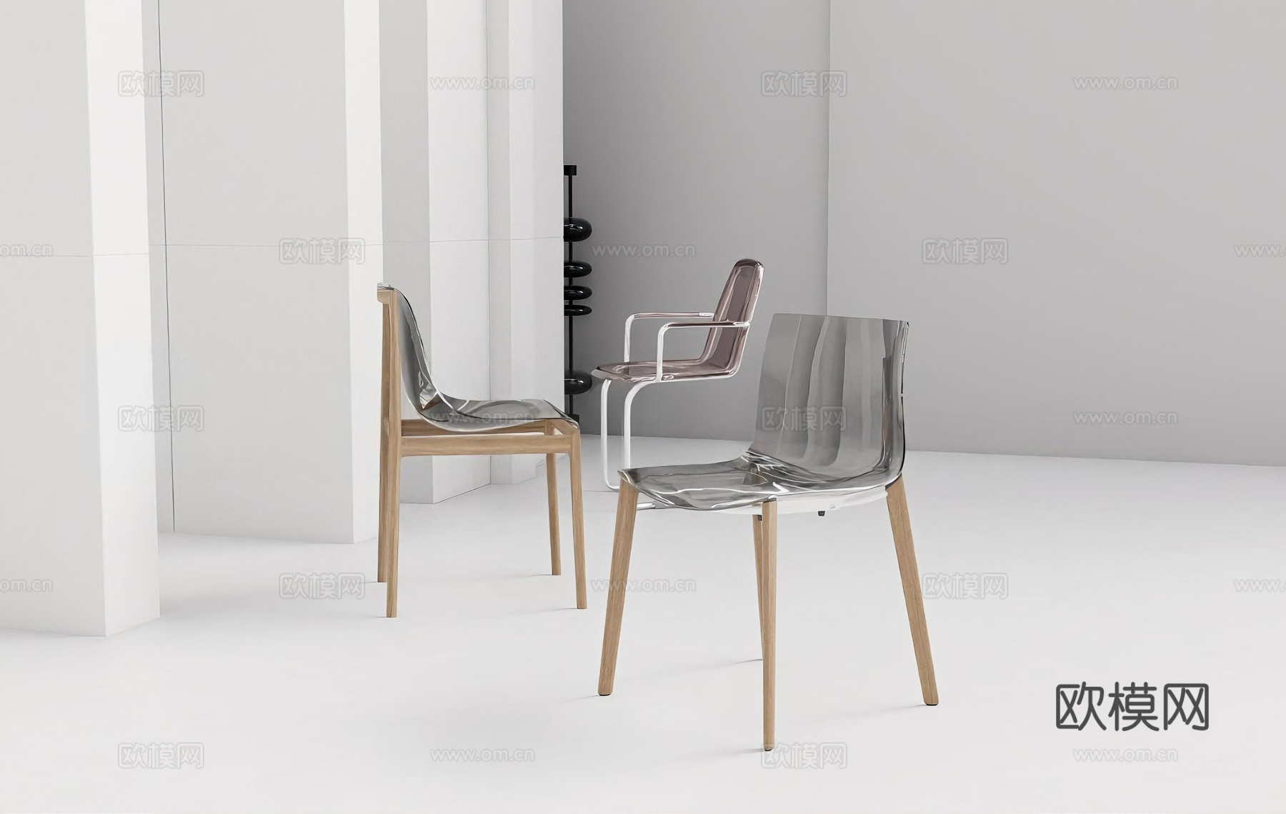 现代简约椅子 亚克力椅子 透明椅 网红椅su模型