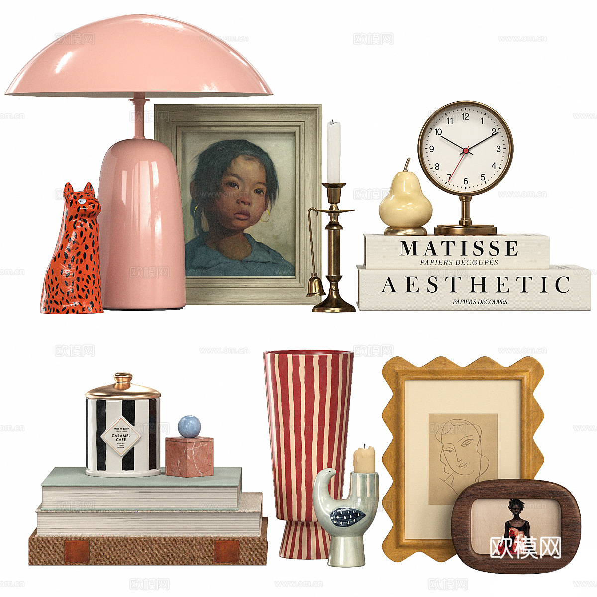 现代奶油风饰品摆件组合3d模型下载（渲染图1）