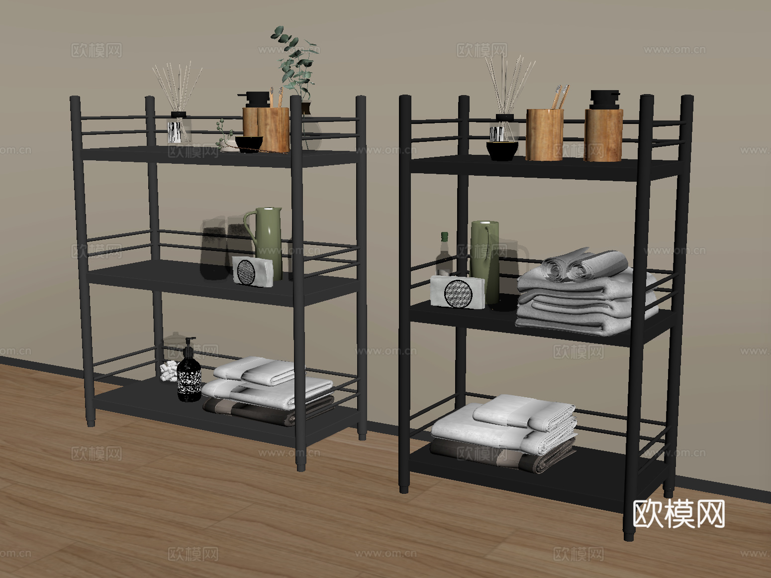 现代置物架 卫浴用品 金属陈列架su模型