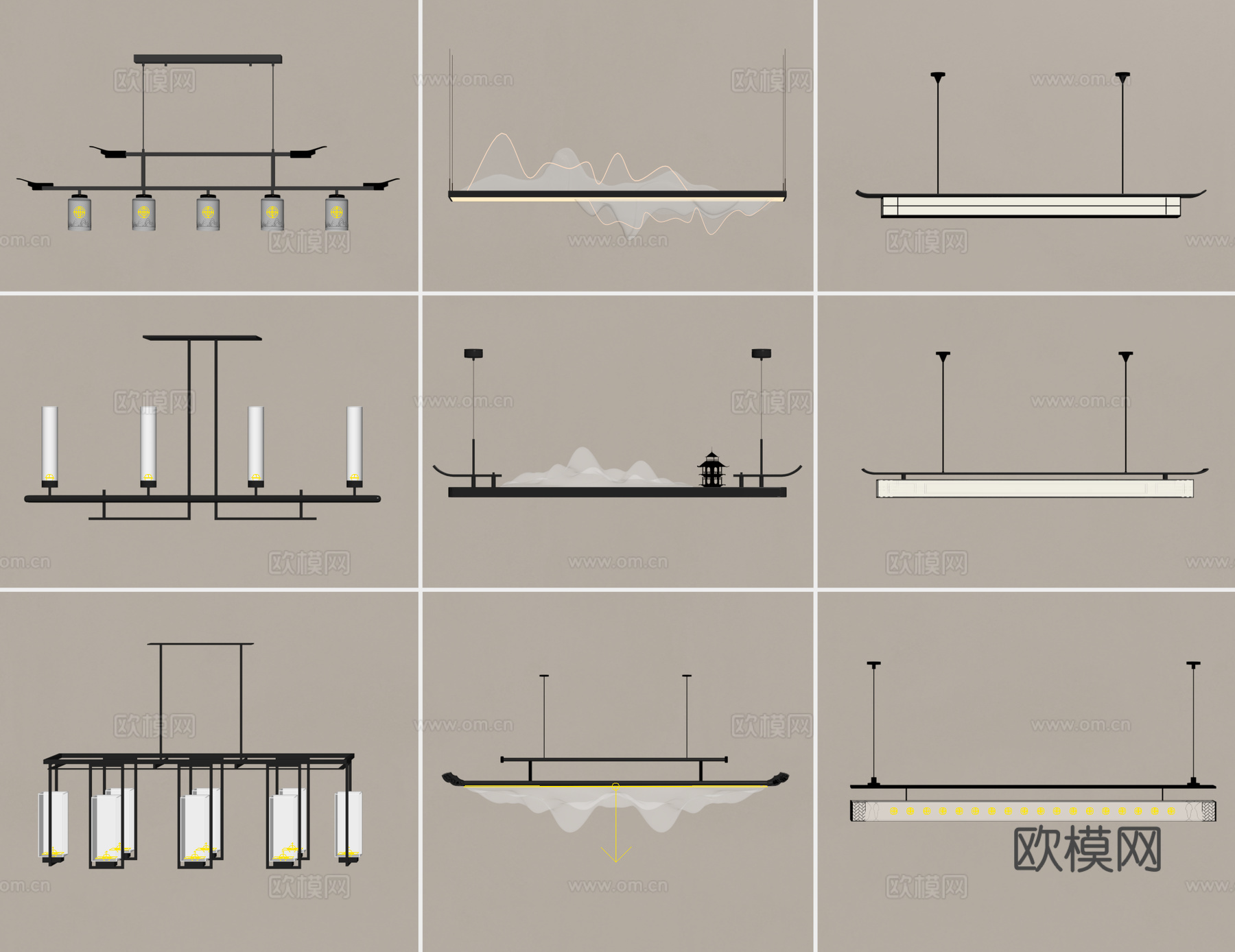 新中式吊灯su模型下载（渲染图2）