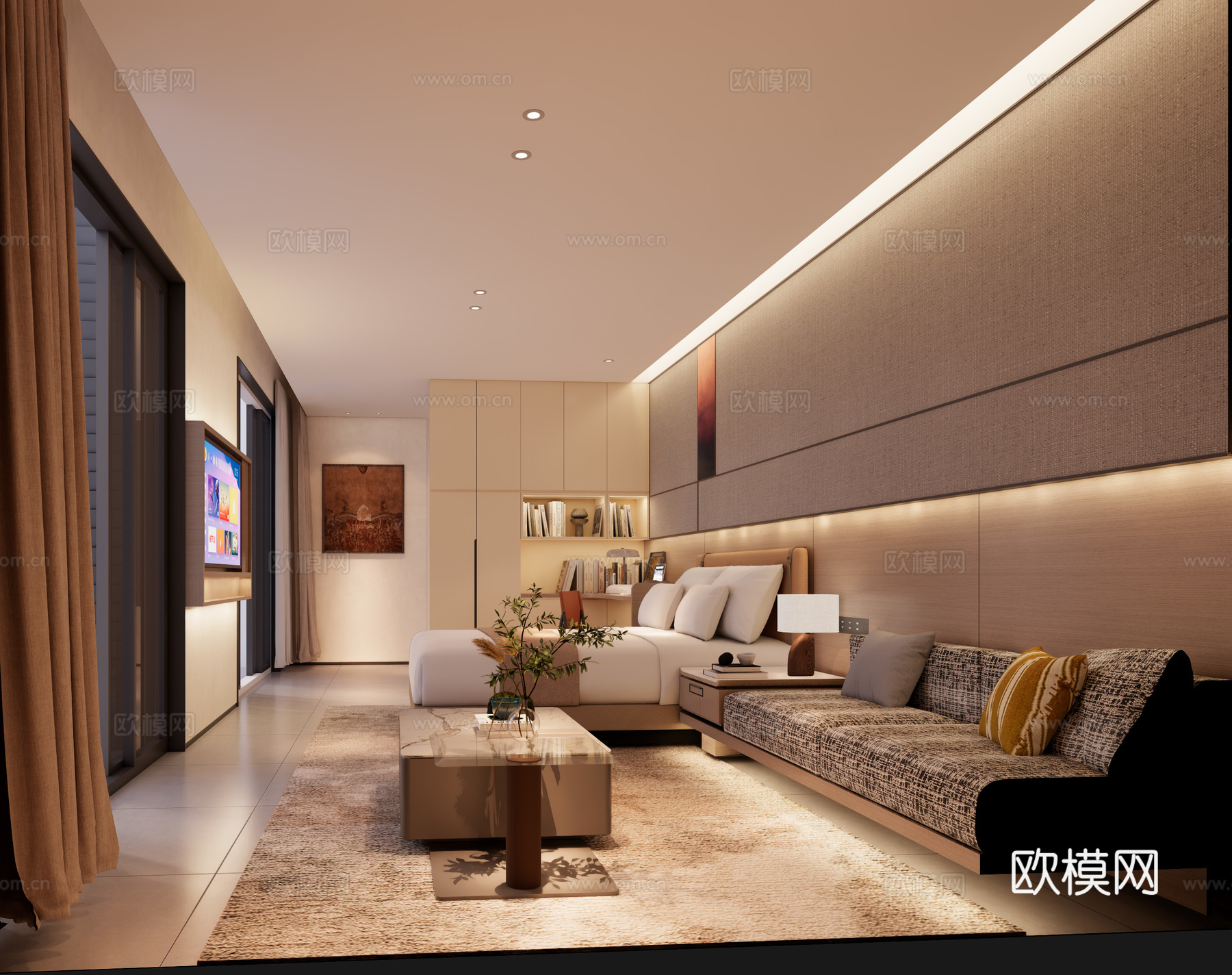 现代公寓空间su模型下载（渲染图2）
