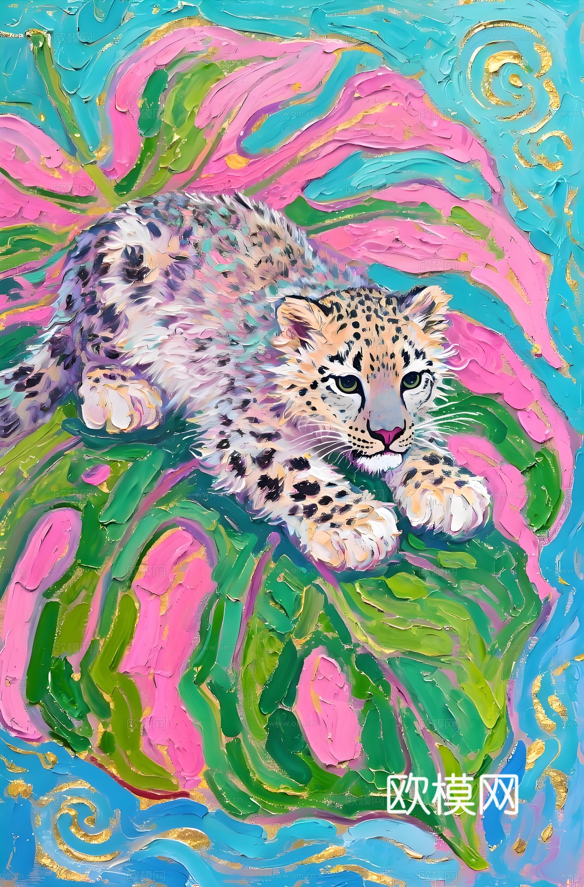 老虎豹子艺术画芯下载（渲染图4）