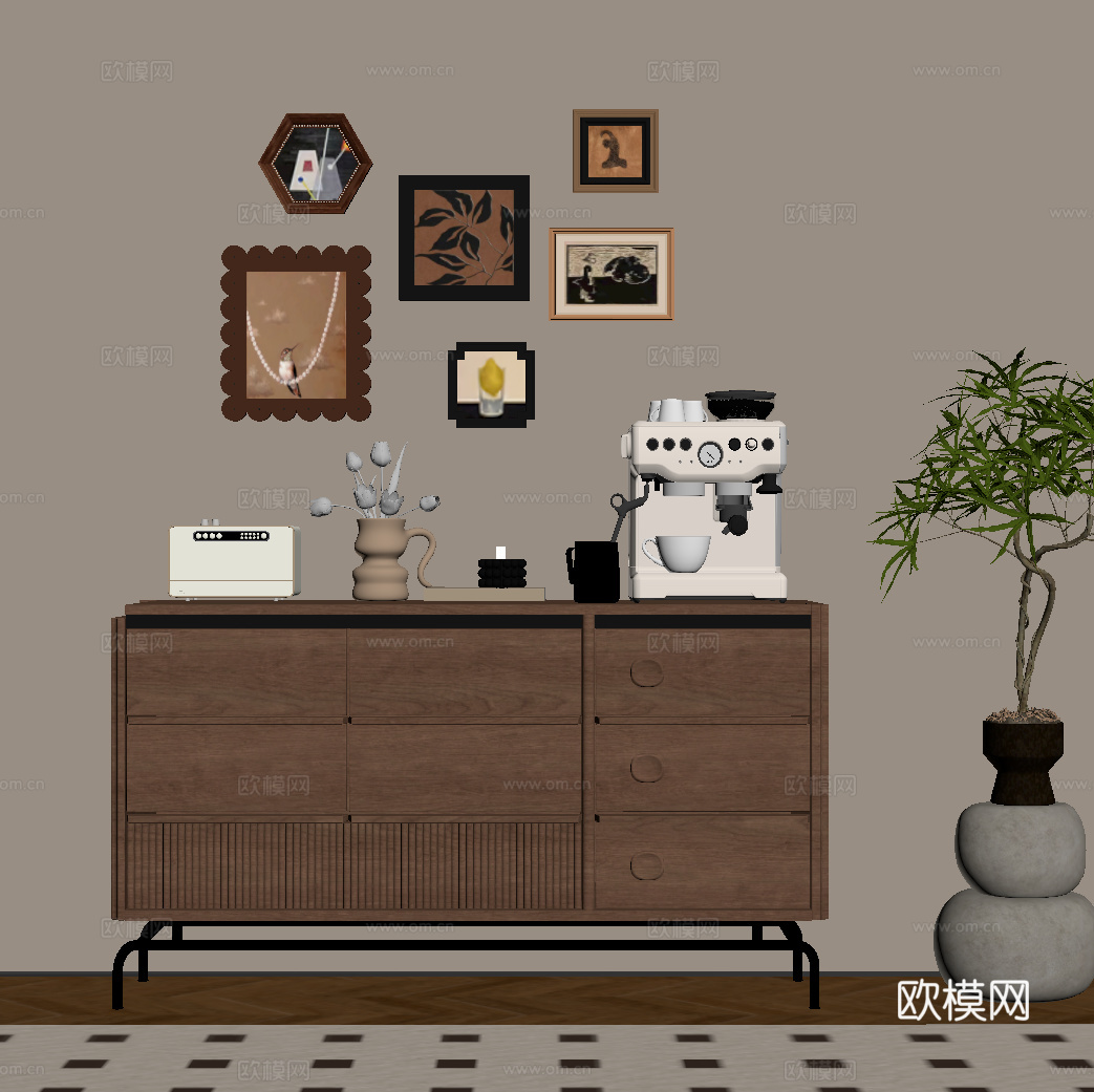 法式中古风玄关柜su模型