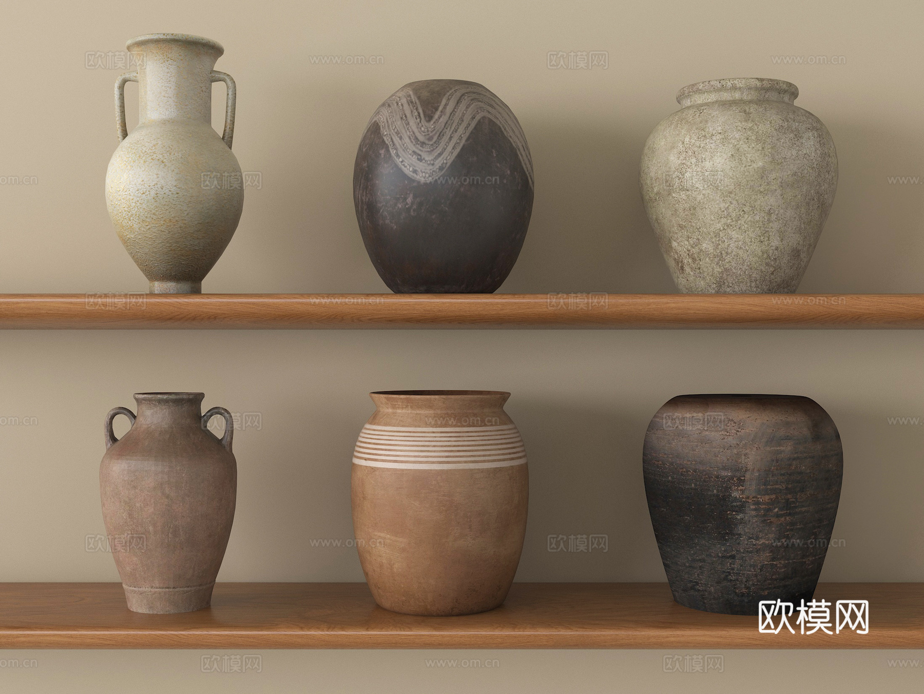 侘寂风陶罐器皿摆件su模型