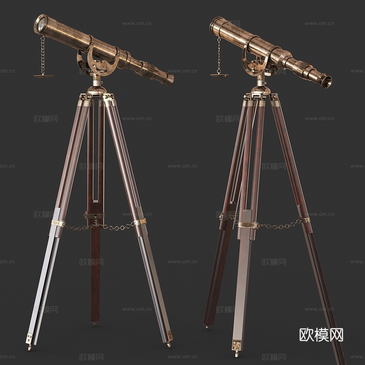 复古望远镜3d模型下载