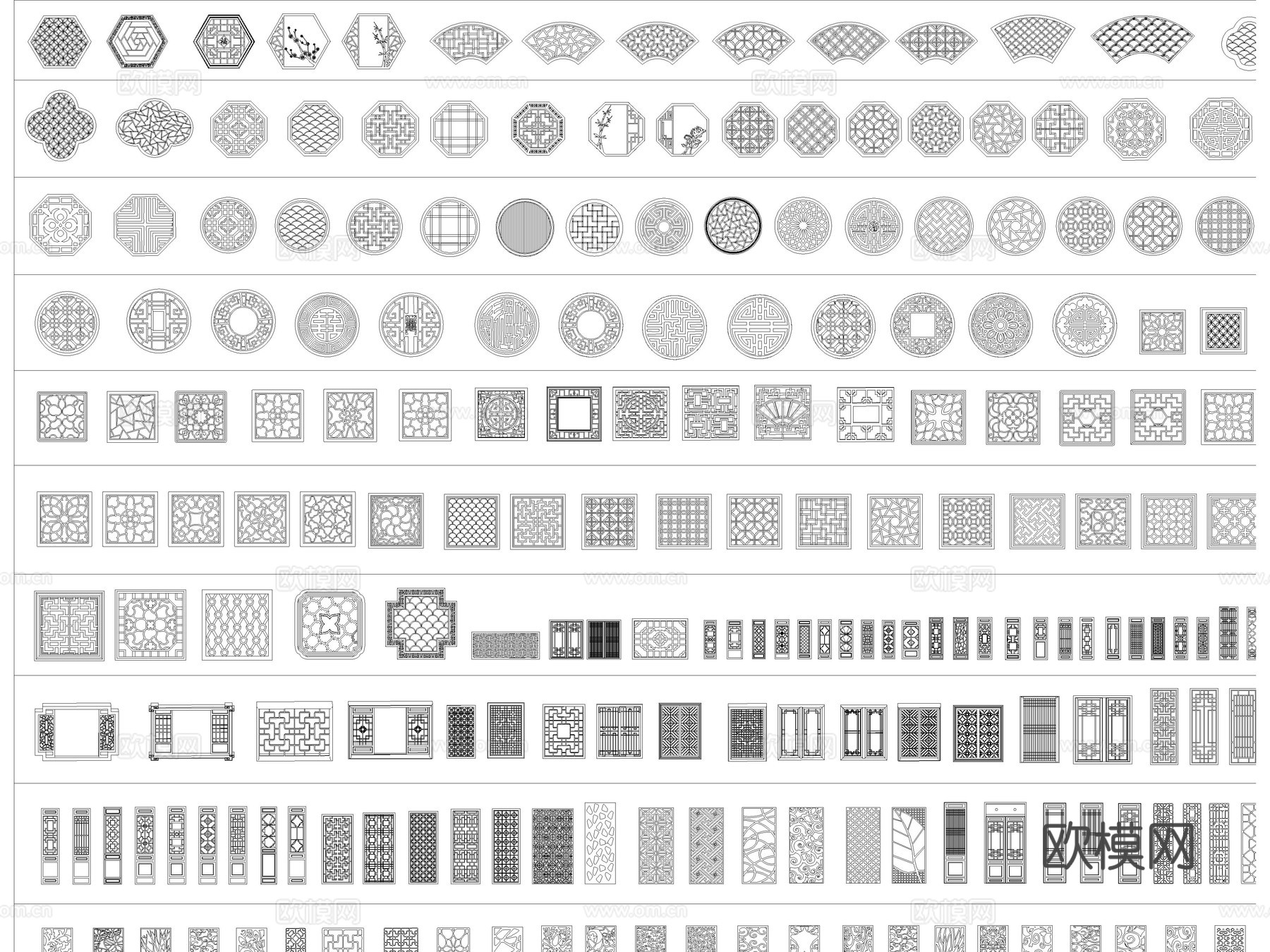 2026年最新中式窗户窗花镂花窗CAD图库cad施工图