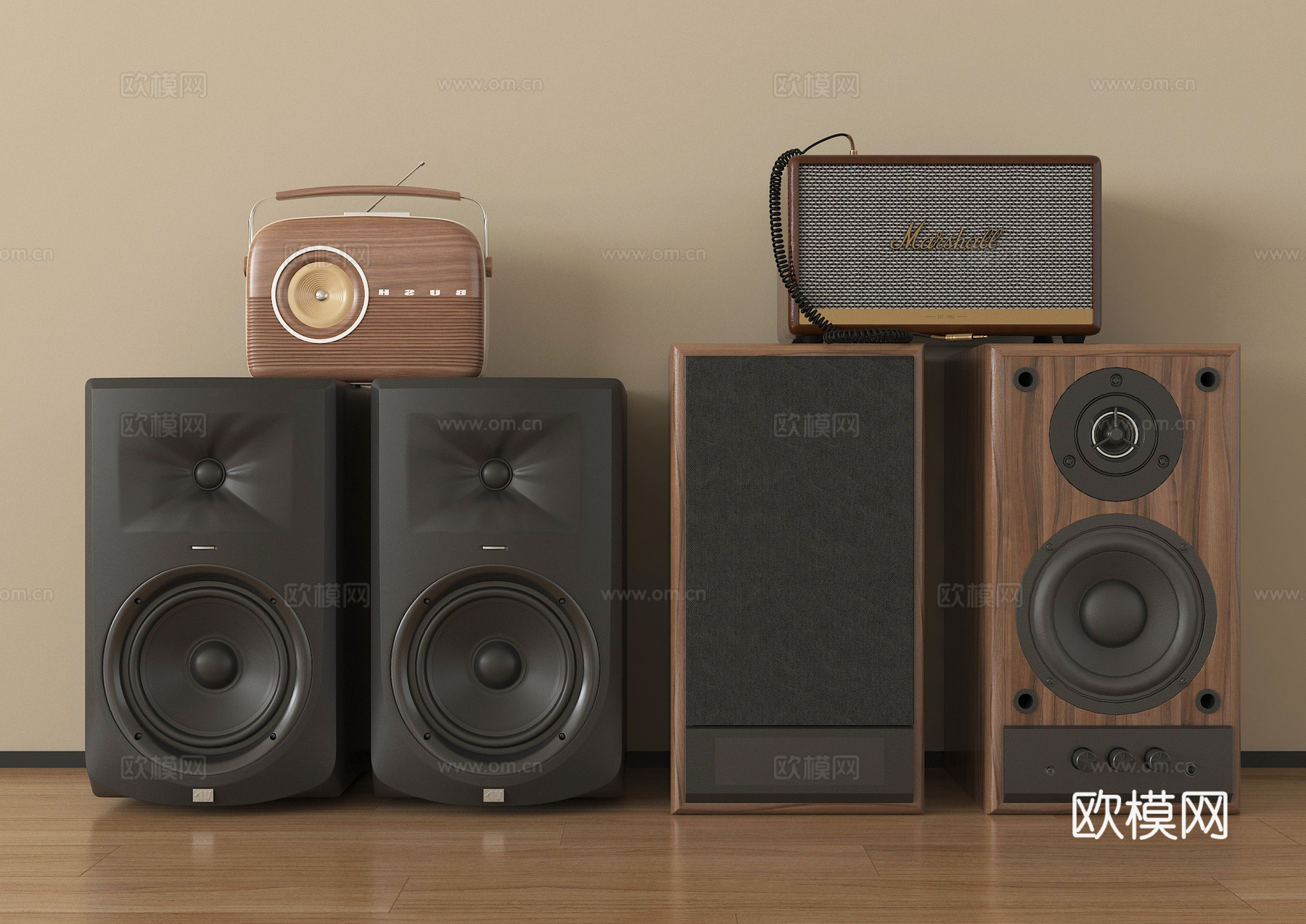 现代音响 低音炮 影音设备su模型
