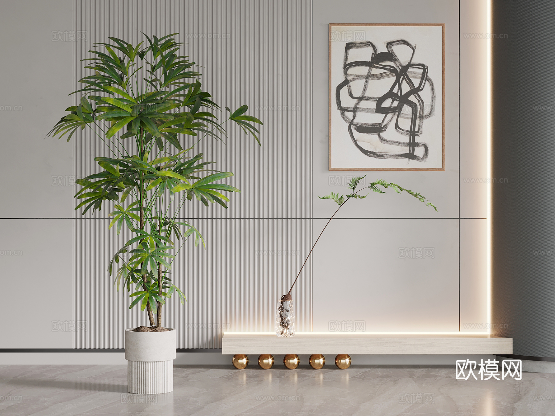 现代绿植su模型下载（渲染图1）