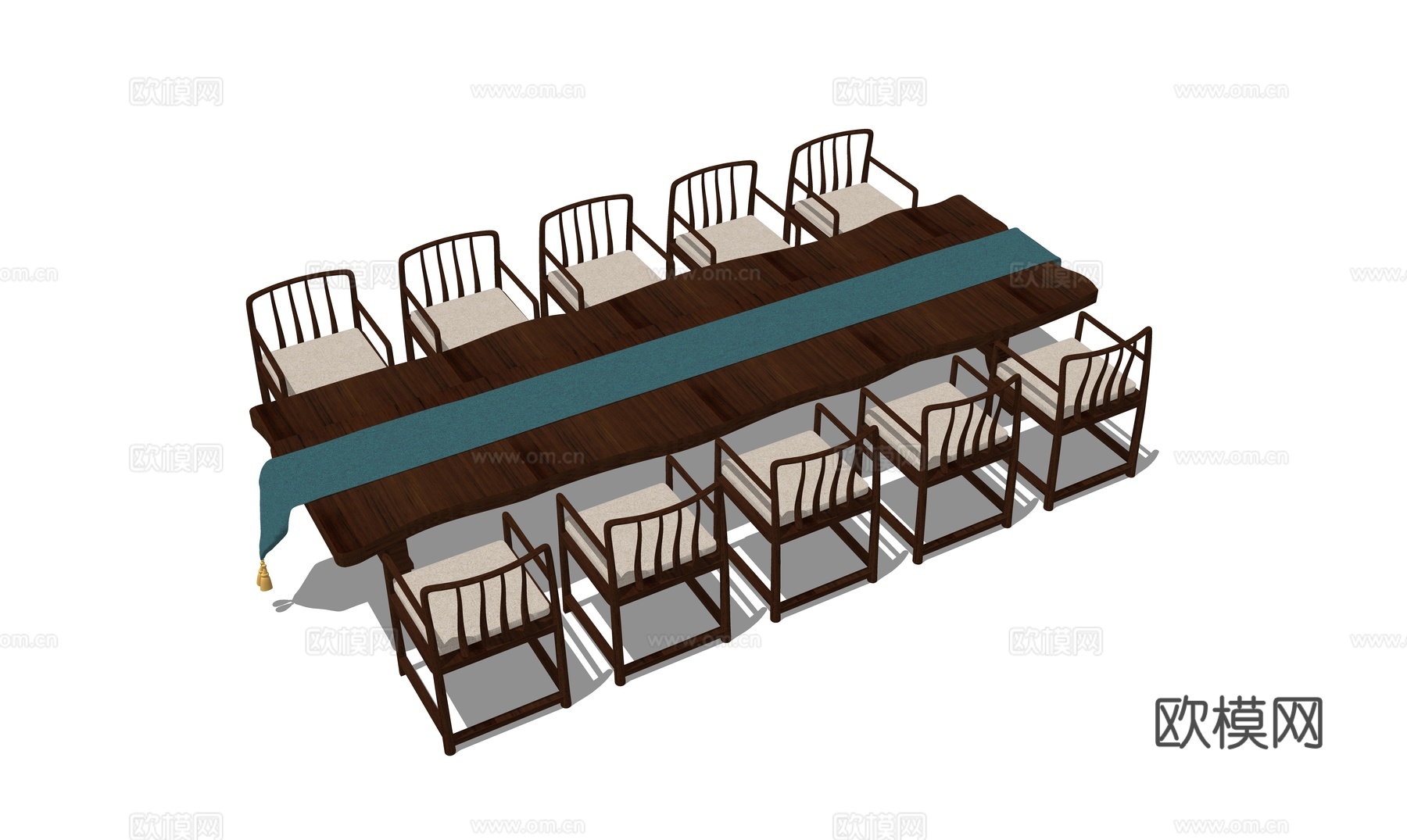 新中式餐桌椅su模型