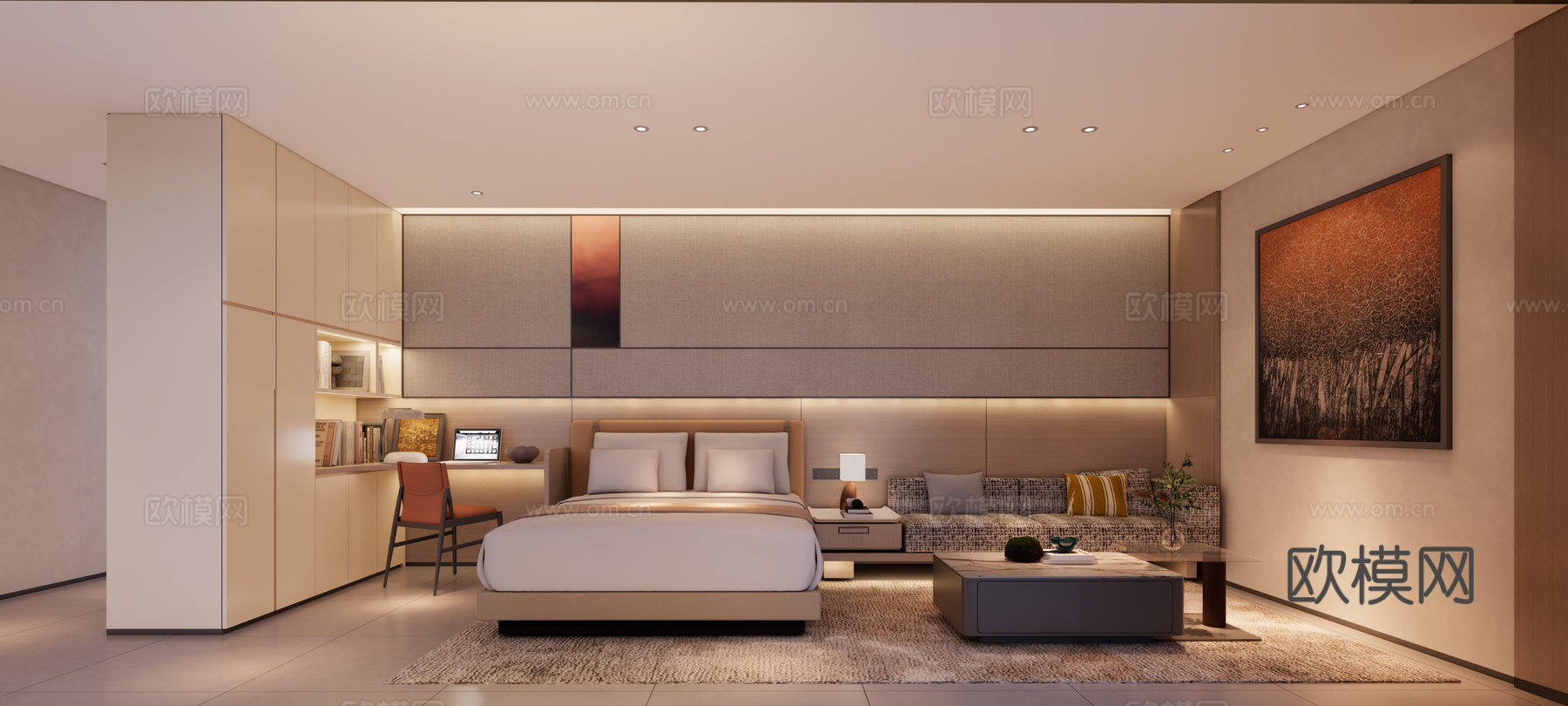 现代公寓空间su模型下载（渲染图1）