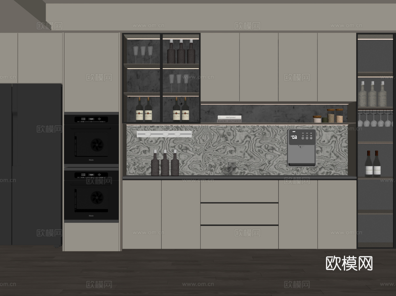 现代酒柜免费su模型