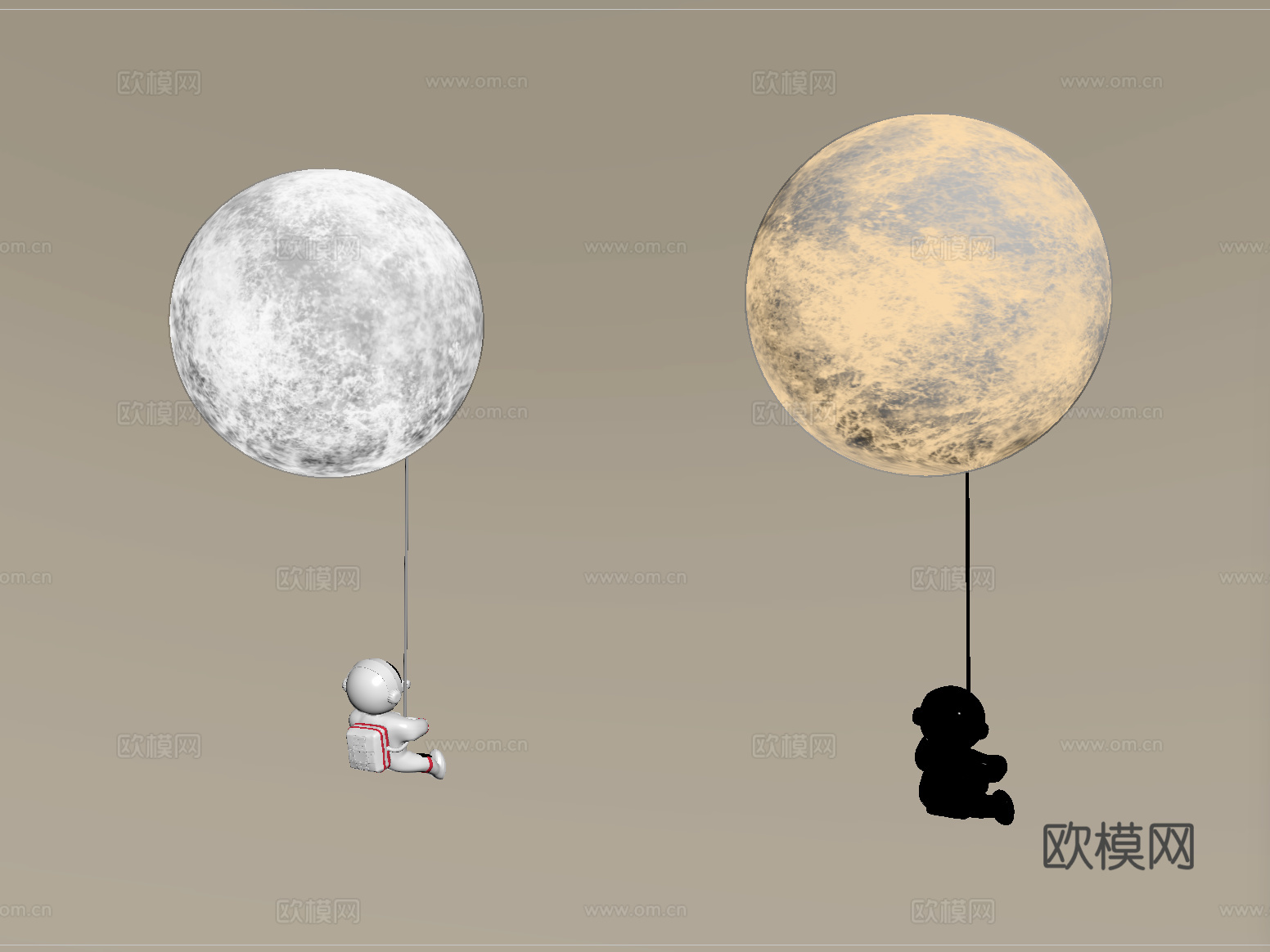 现代宇航登月球创意壁灯su模型