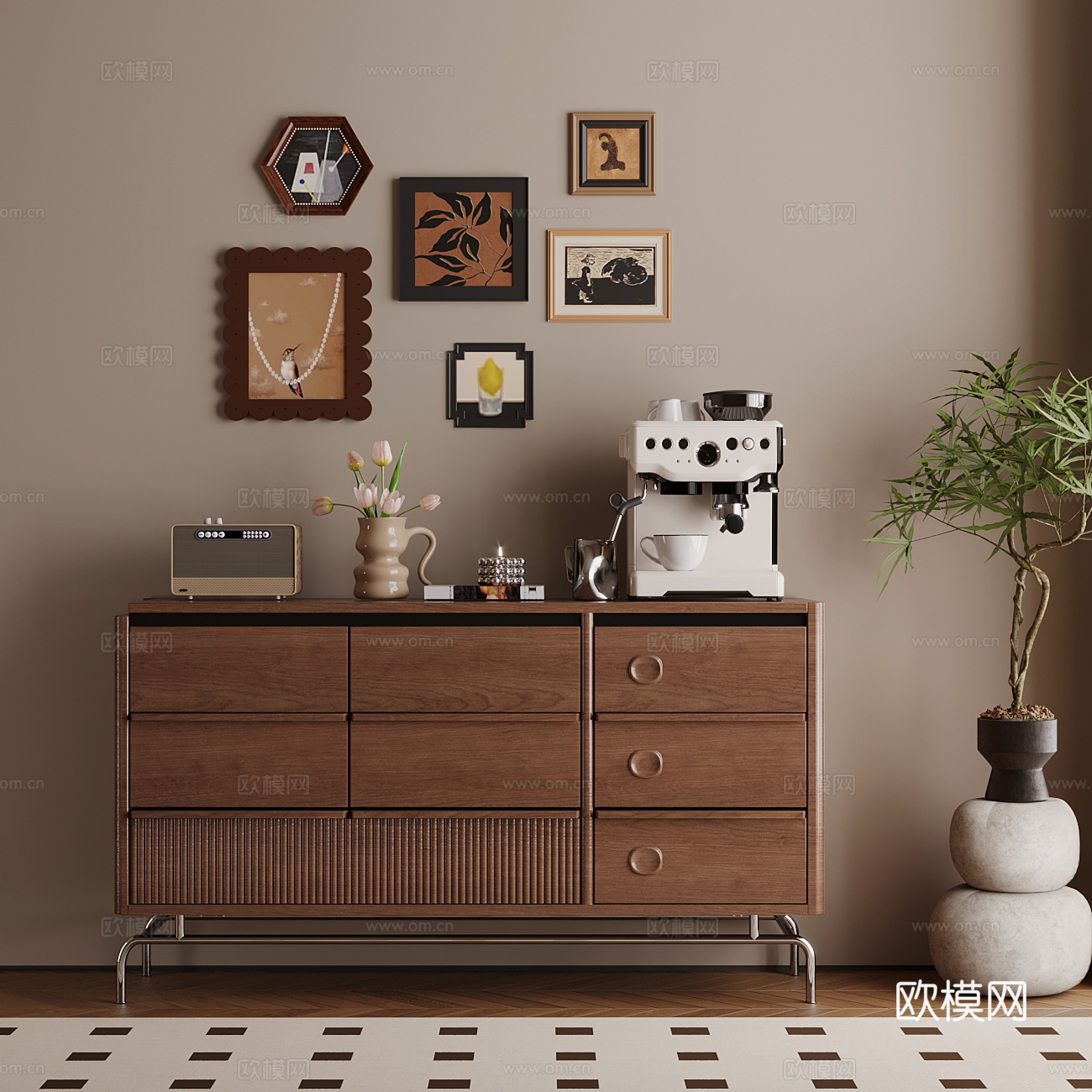 法式中古风玄关柜su模型