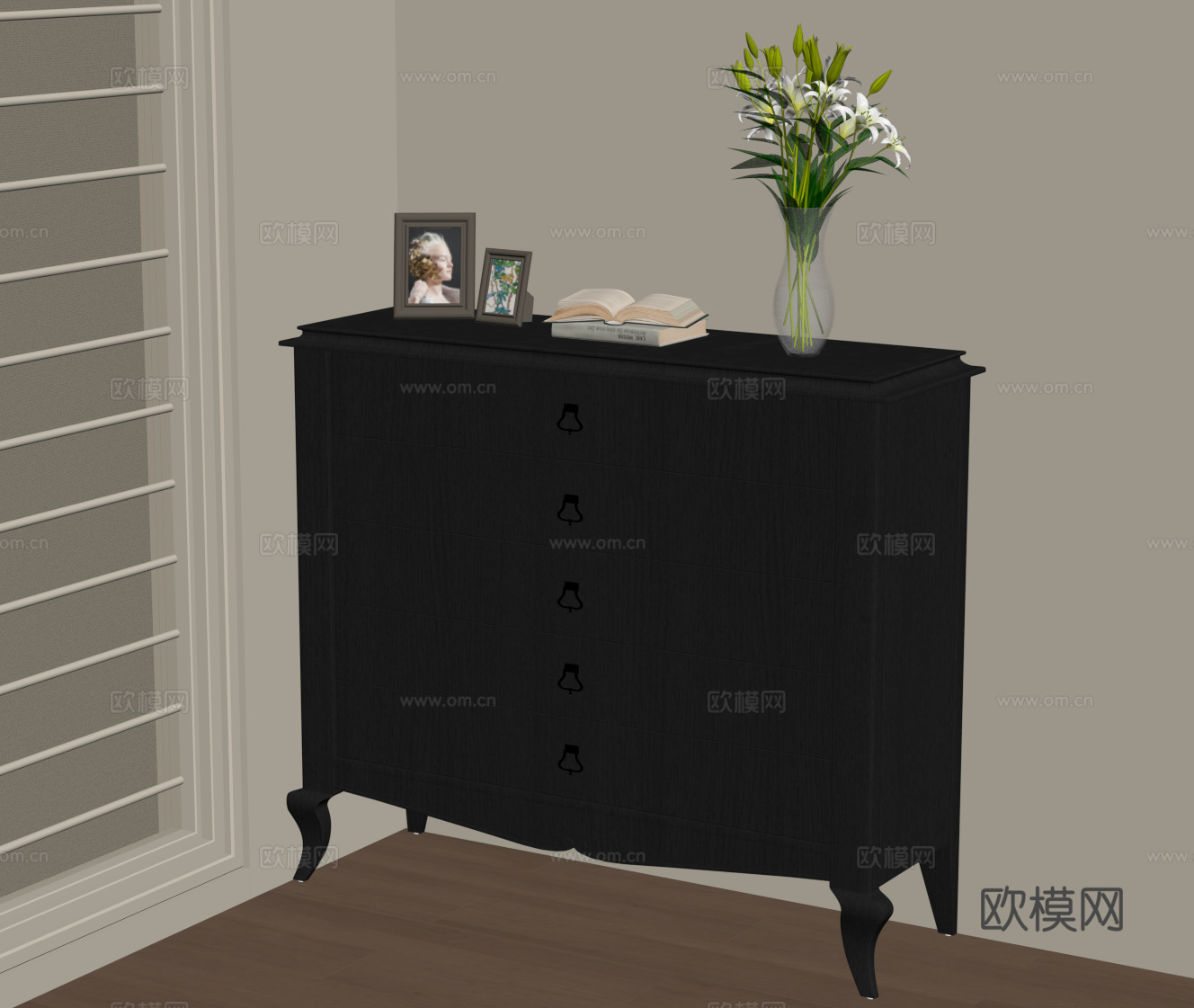 法式复古玄关柜 鞋柜 边柜su模型