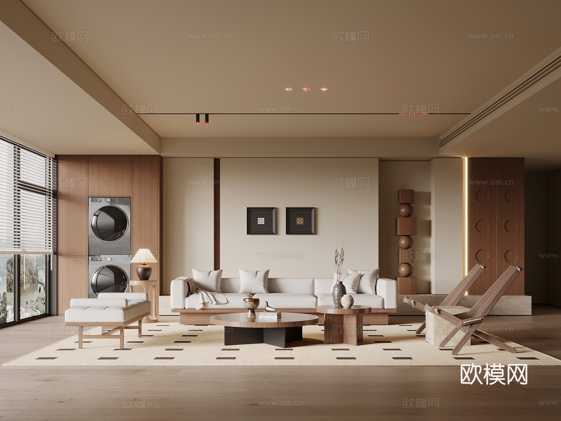 中古风客厅3d模型下载