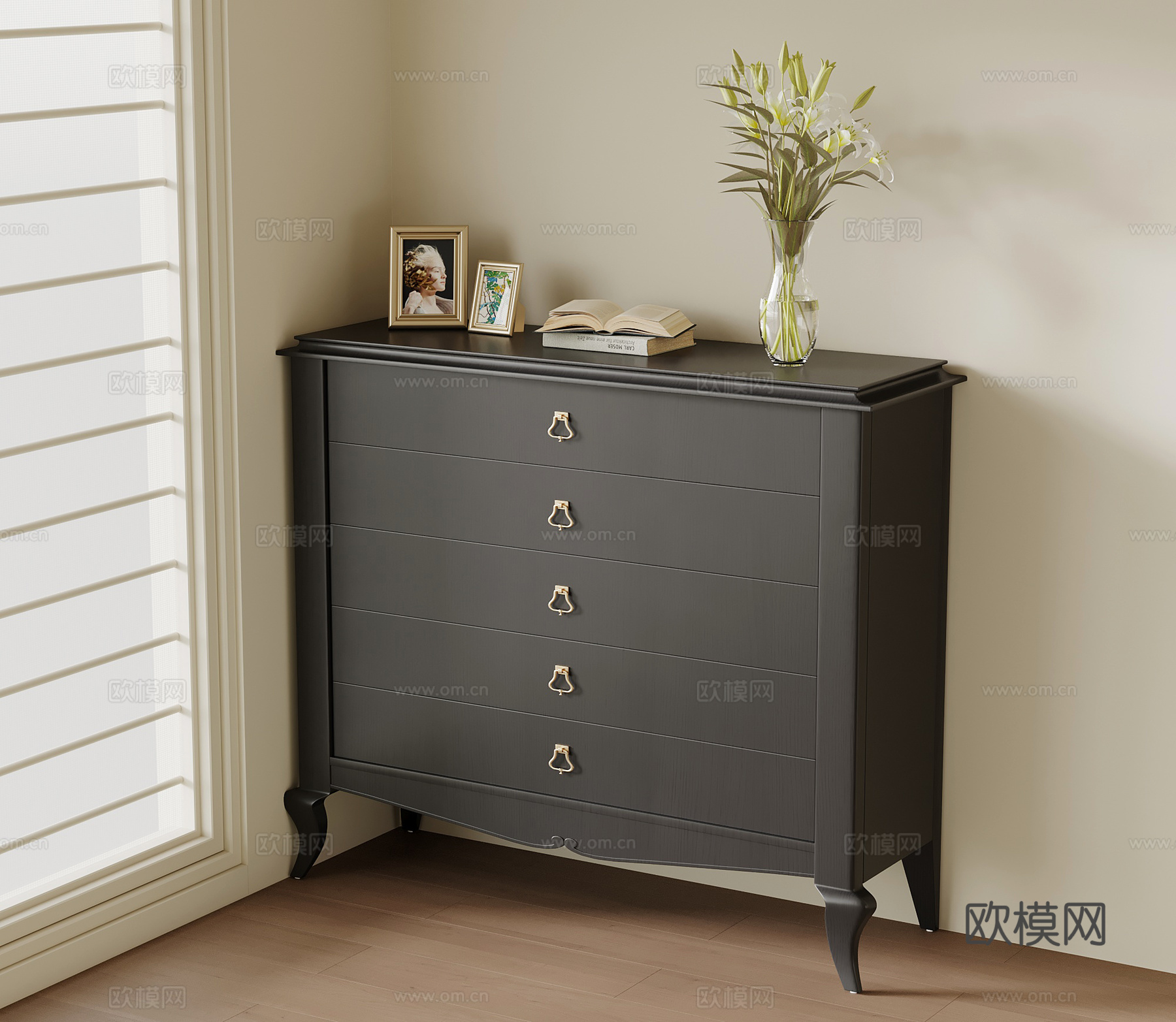 法式复古玄关柜 鞋柜 边柜su模型