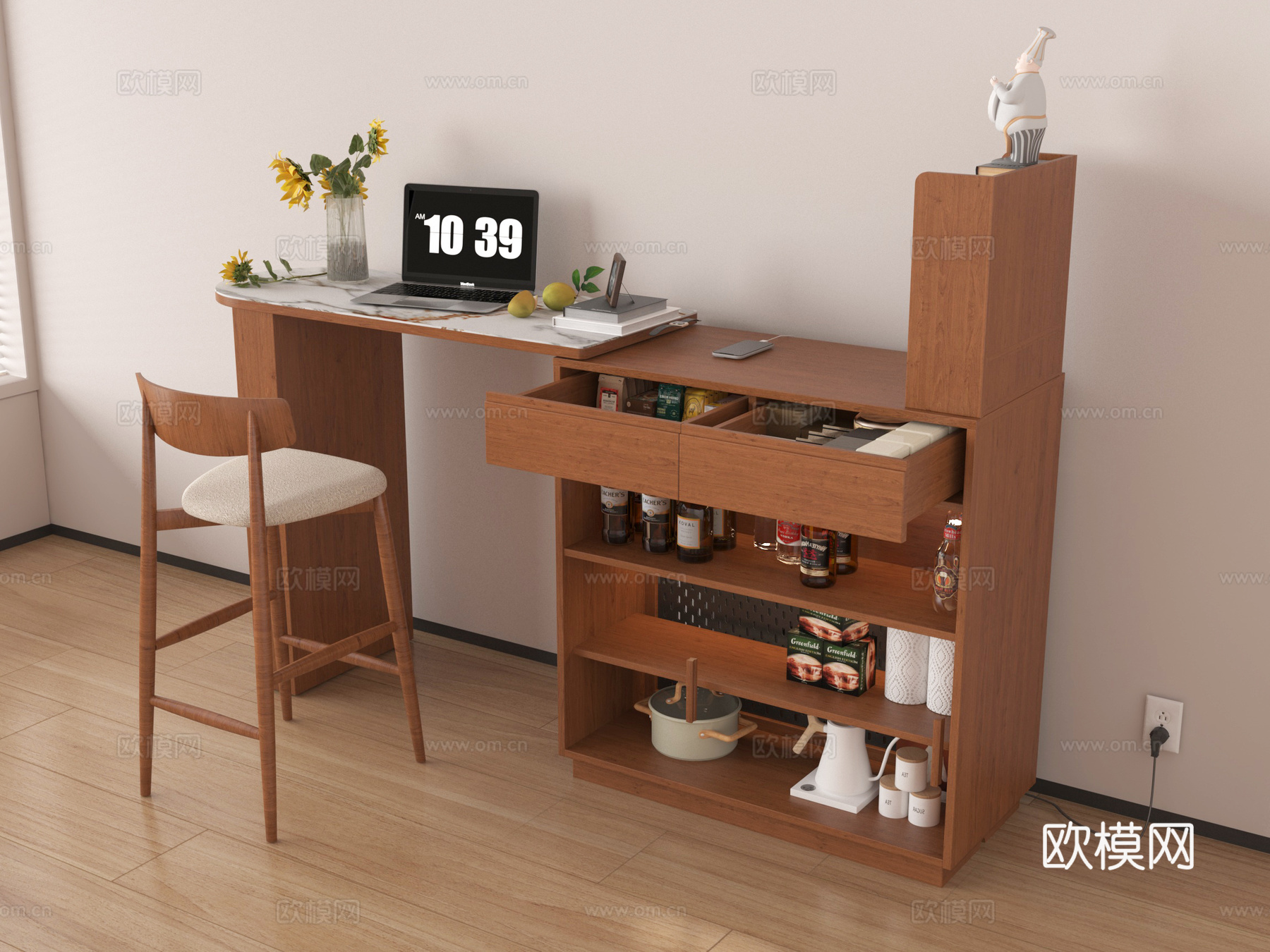 法式中古风餐吧台su模型