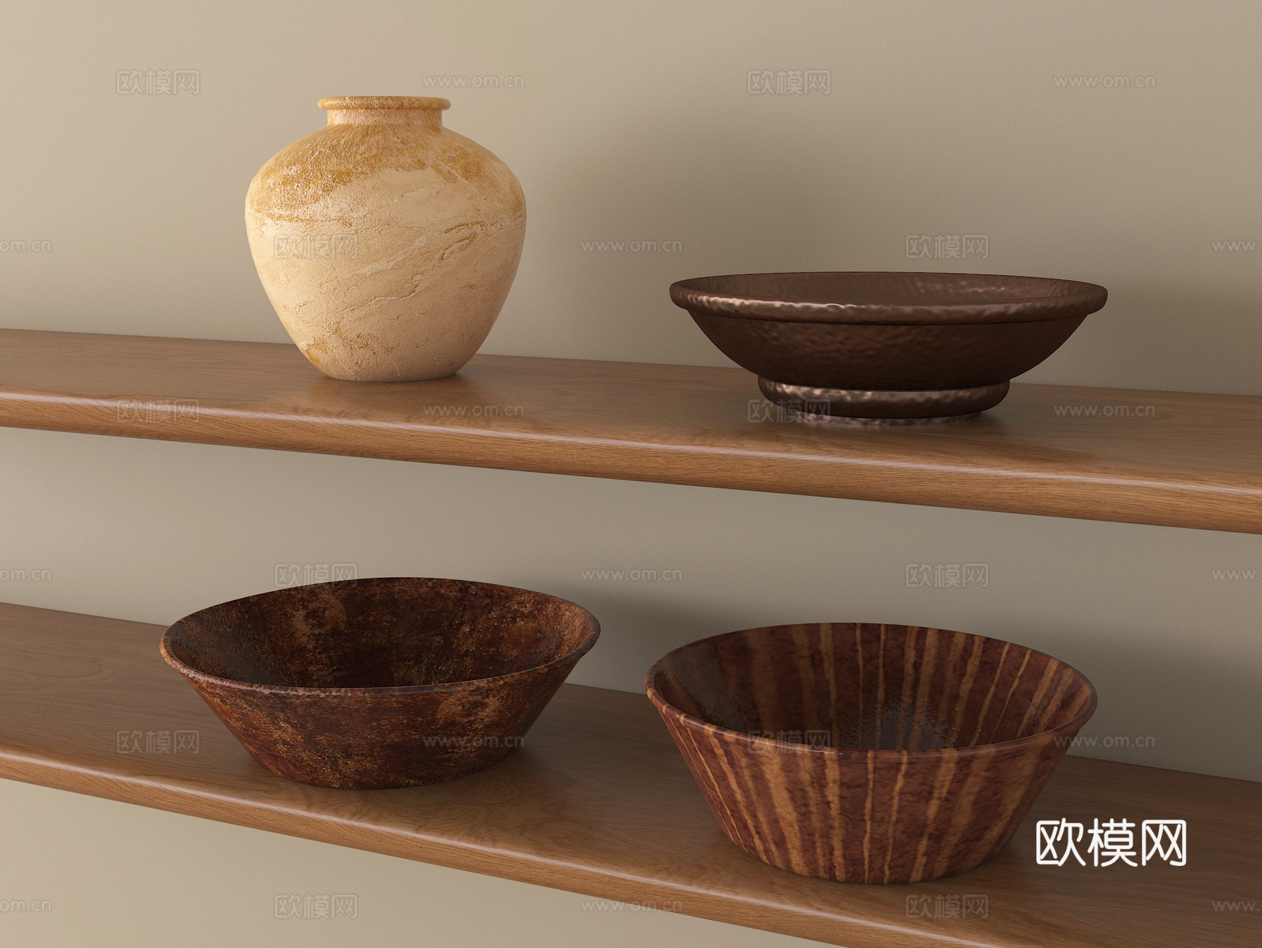 侘寂风陶罐器皿摆件su模型