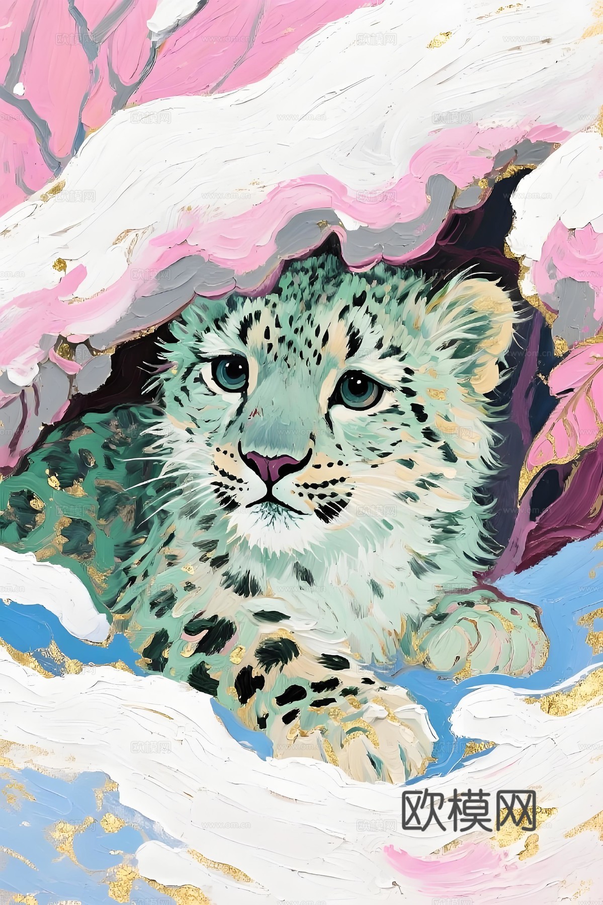 老虎豹子艺术画芯下载（渲染图1）