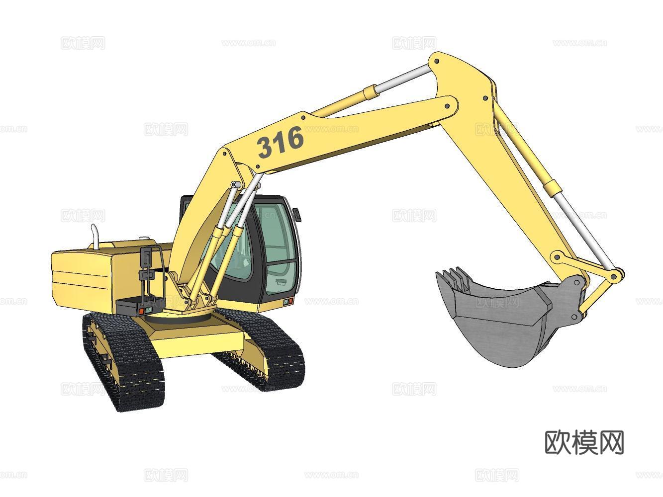 挖掘工程车su模型