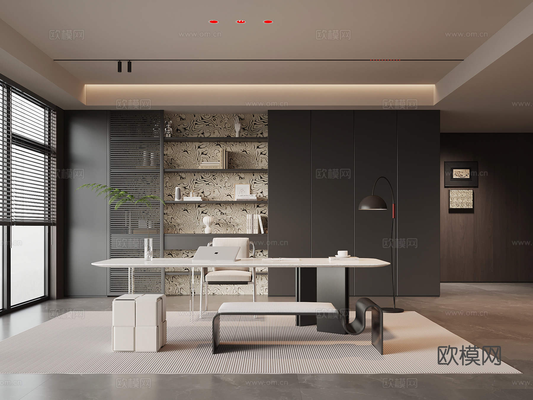 意式书房su模型