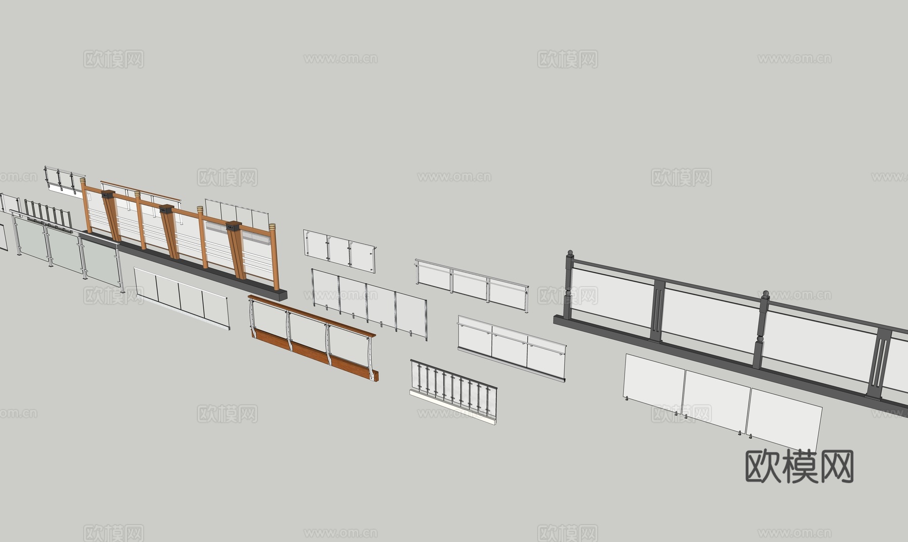 玻璃栏杆扶手su模型