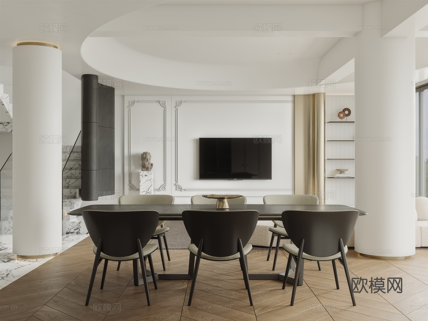 轻奢现代法式别墅 最新全套施工图 效果图合集cad施工图