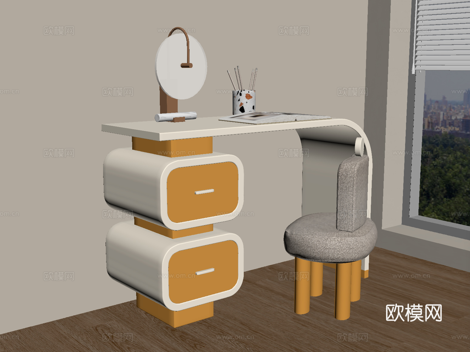 现代书桌椅 儿童书桌椅 摆件su模型