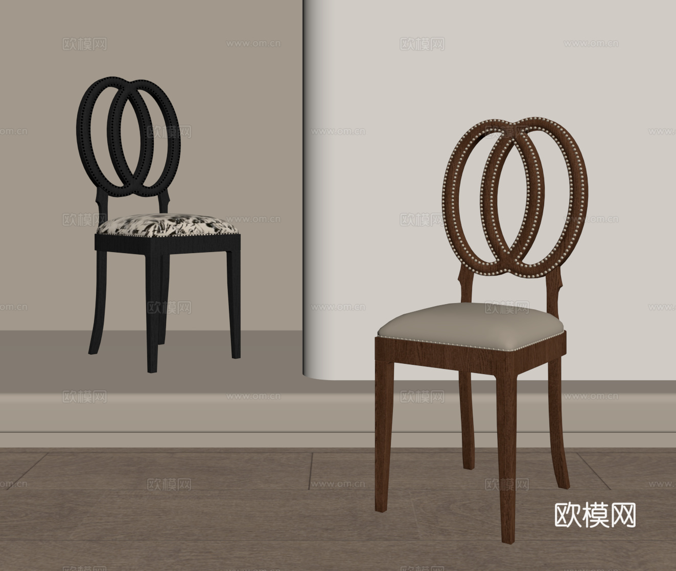 法式中古椅子 餐椅 单椅su模型