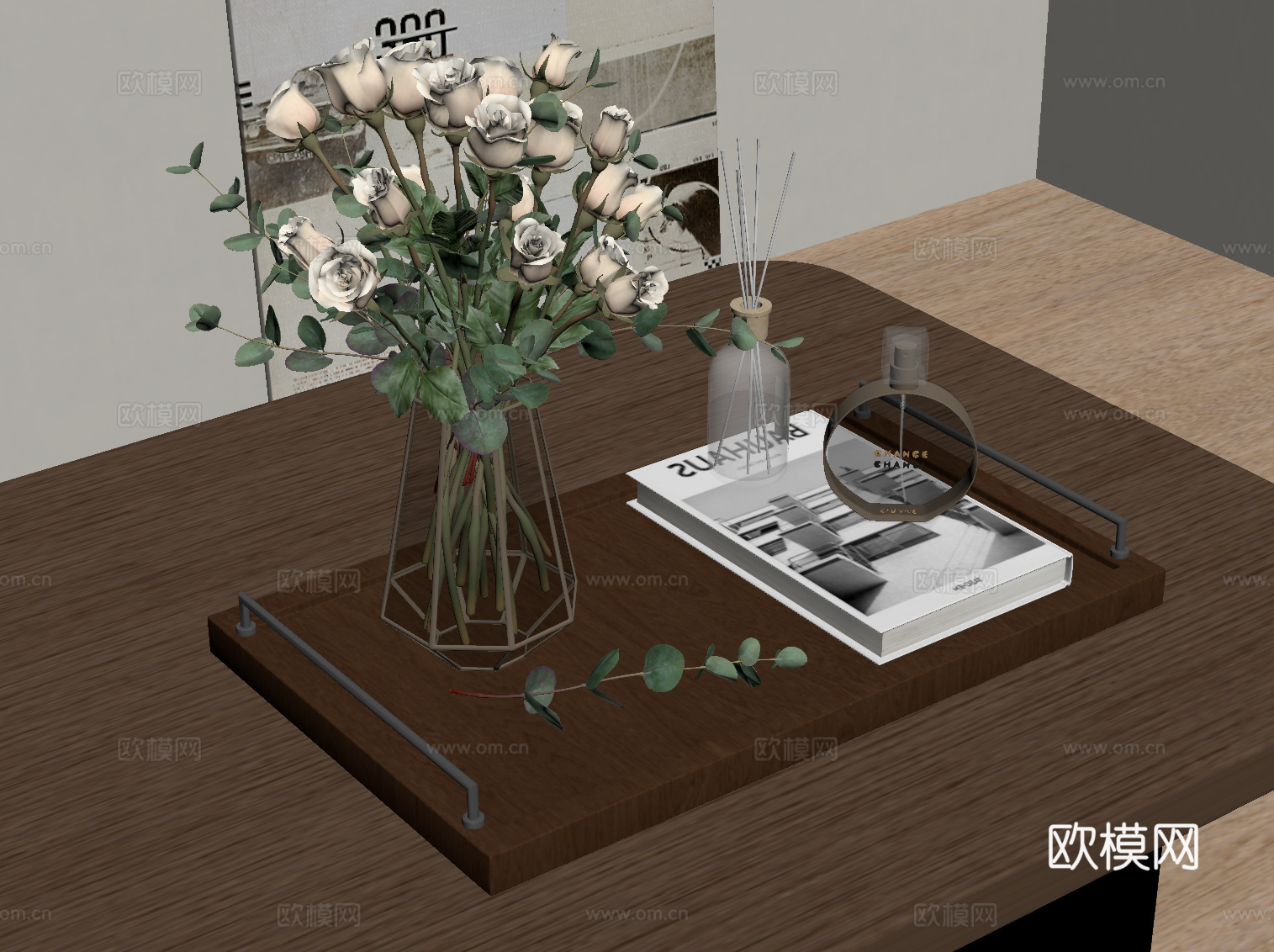 现代复古摆件 花瓶 香水su模型