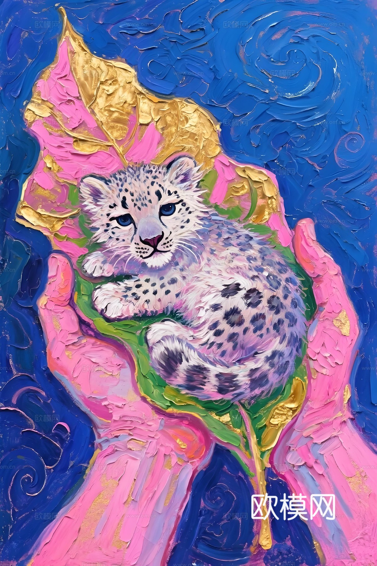 老虎豹子艺术画芯下载（渲染图2）