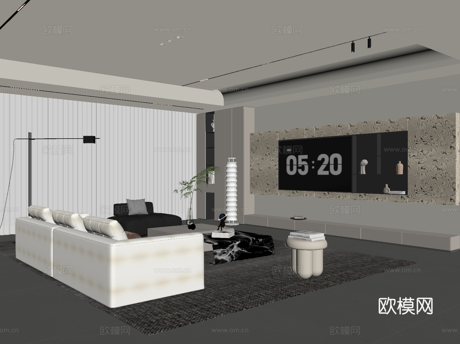 现代意式客厅su模型