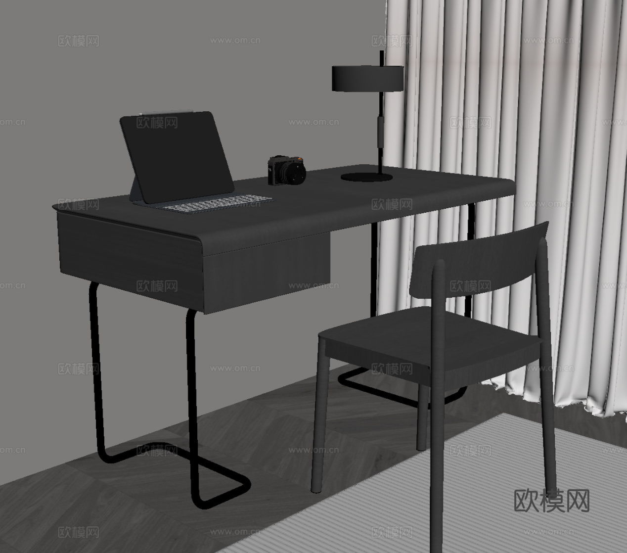 现代书桌椅免费su模型