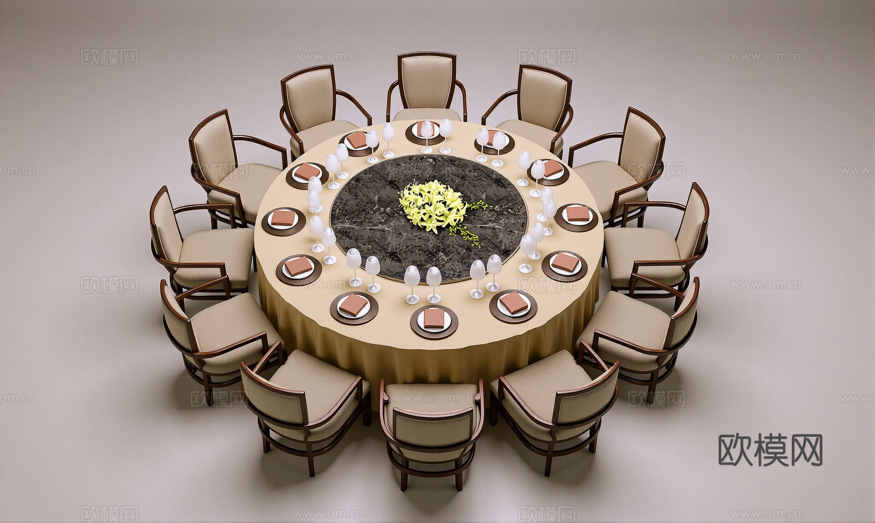 新中式餐桌椅su模型