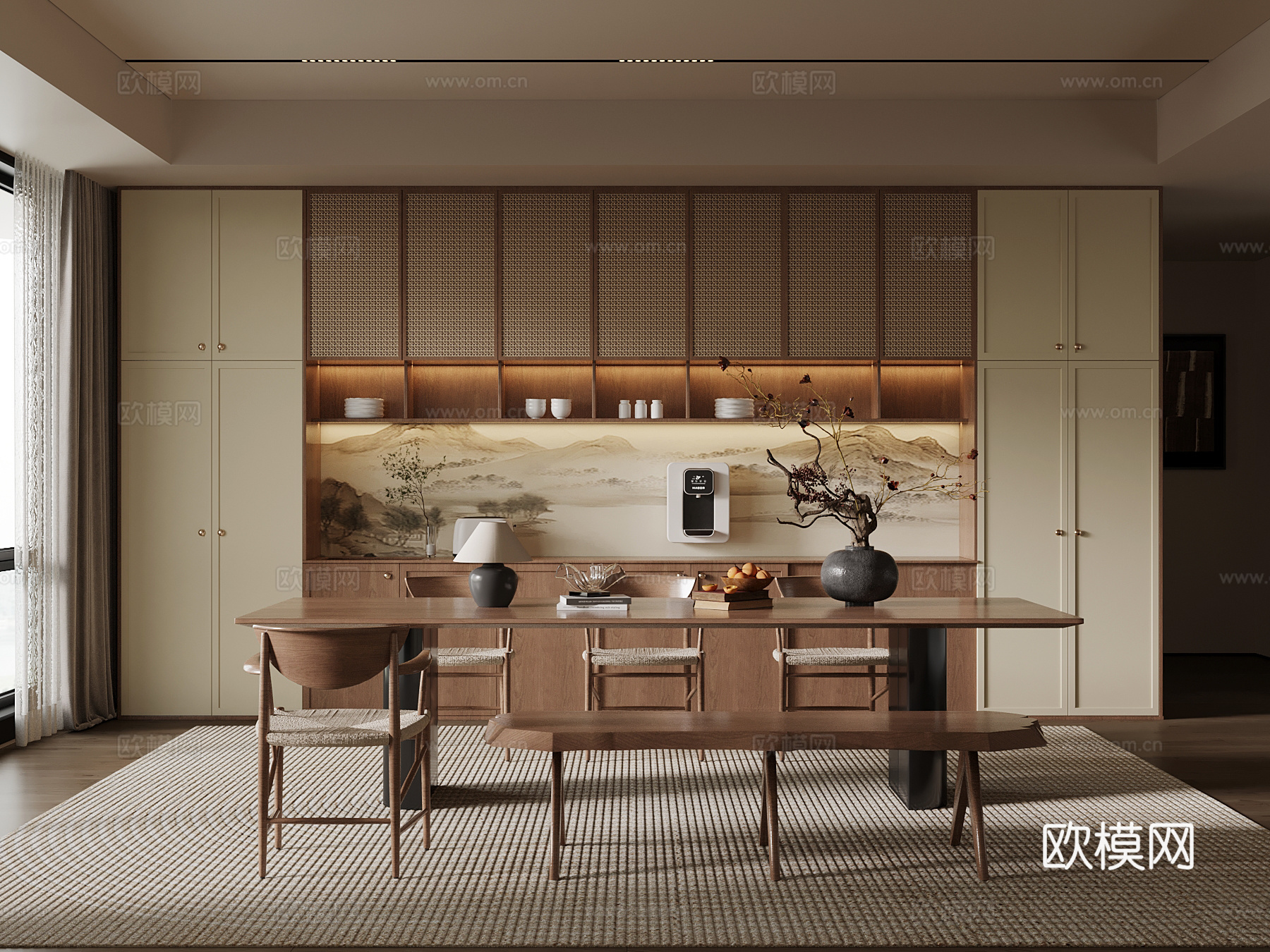 中古风餐厅su模型