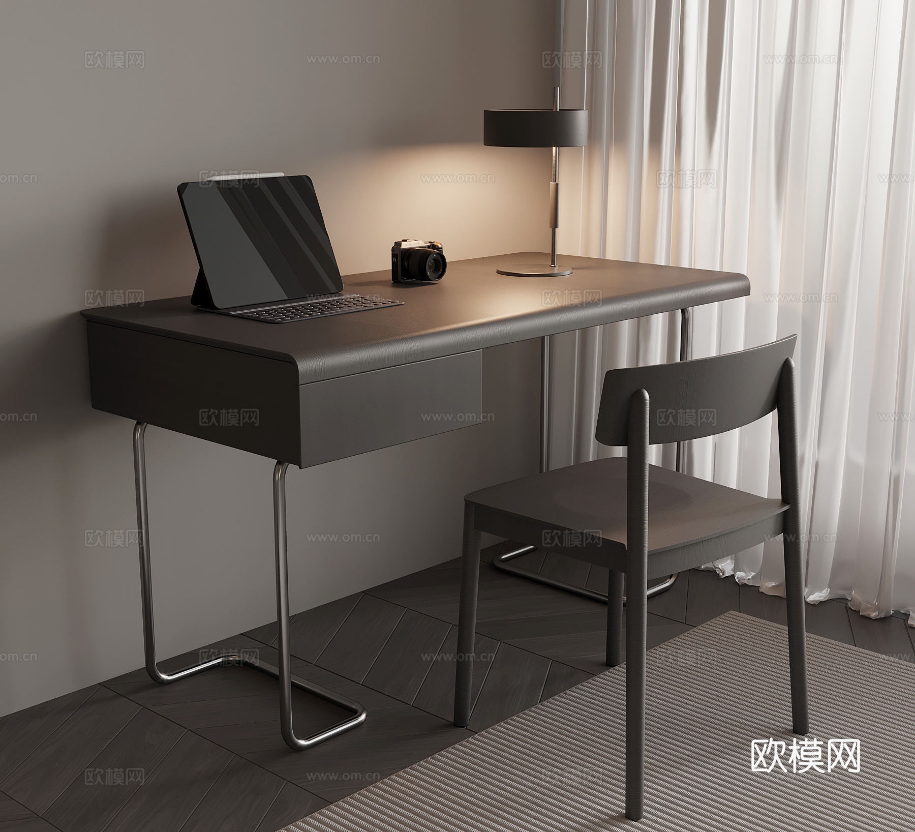 现代书桌椅免费su模型