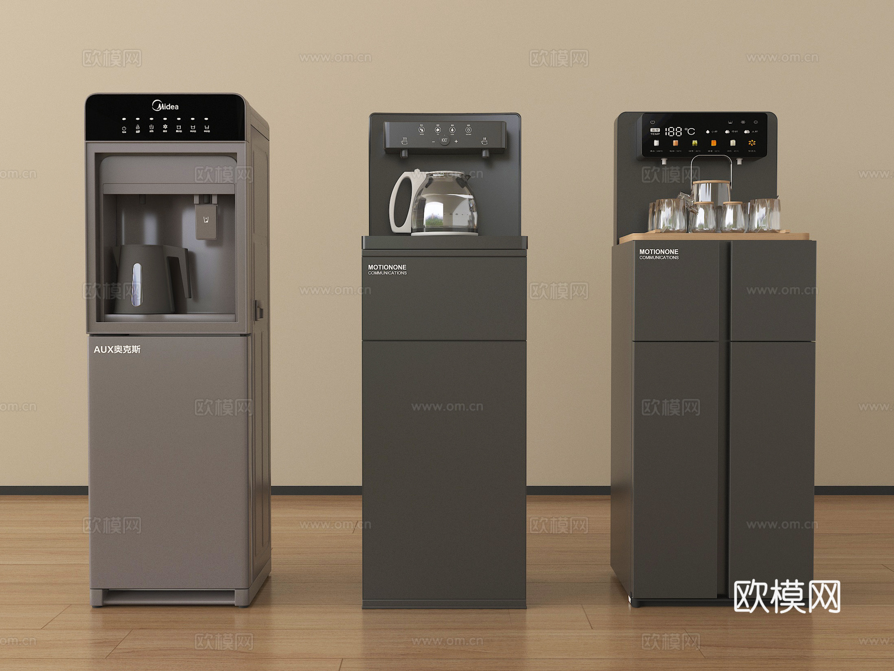 现代饮水机 茶吧机 立式饮水机su模型su模型