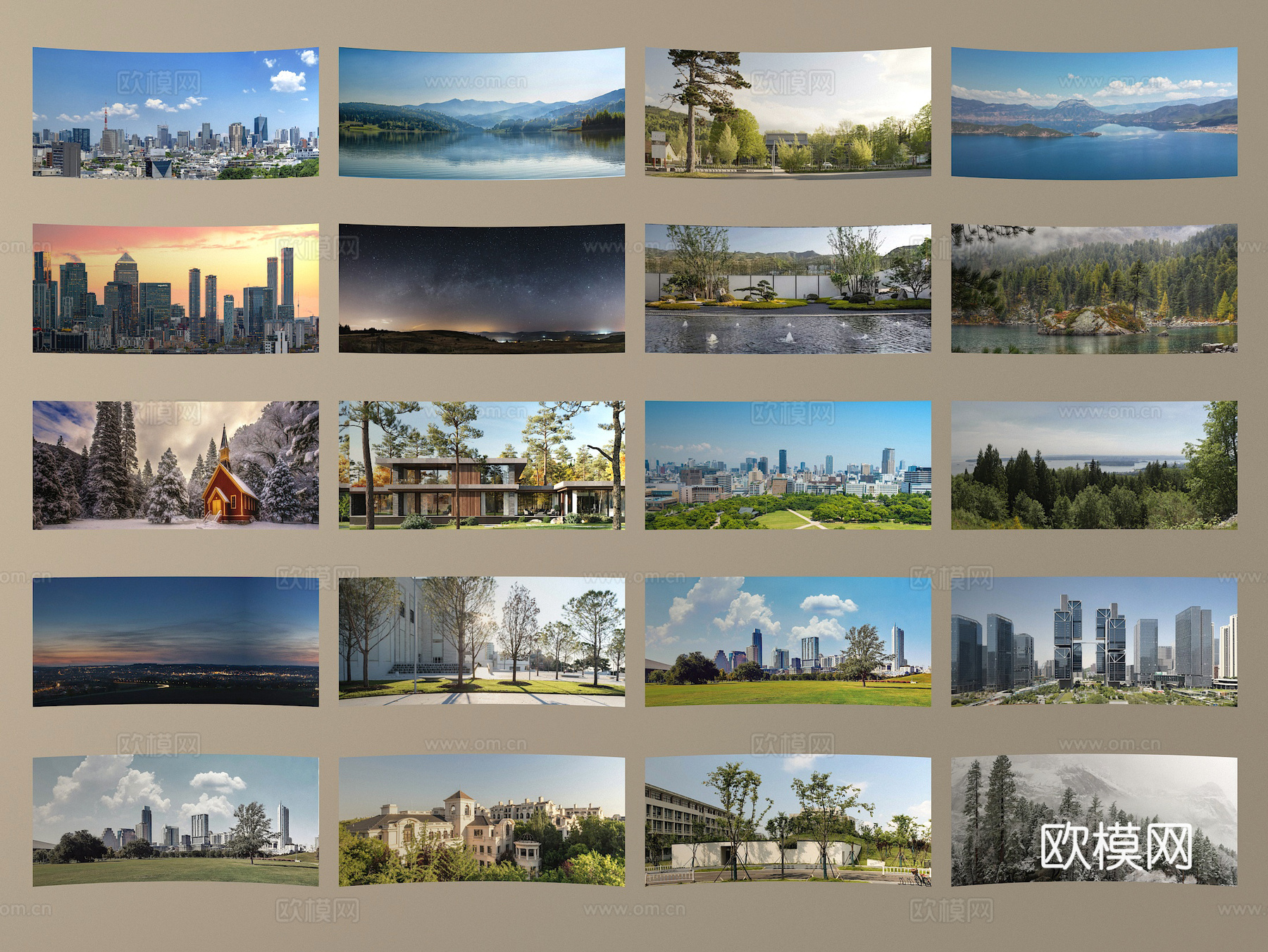 现代其他材质 环绕背景 户外背景 城市背景 绿植背景3d模型下载