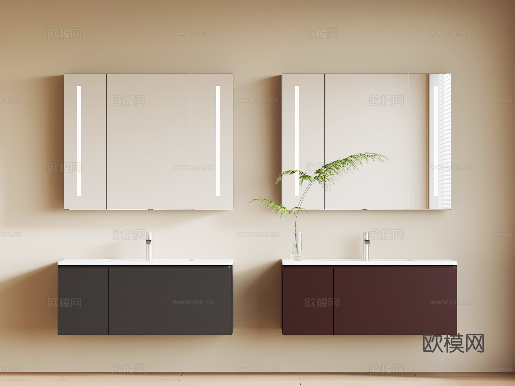 现代意式浴室柜su模型