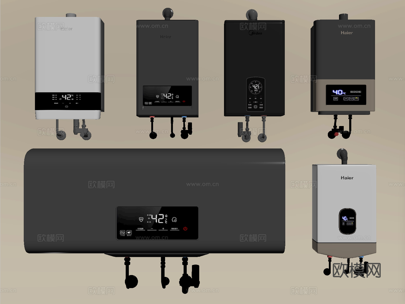 现代热水器 电热水器 燃气热水器su模型