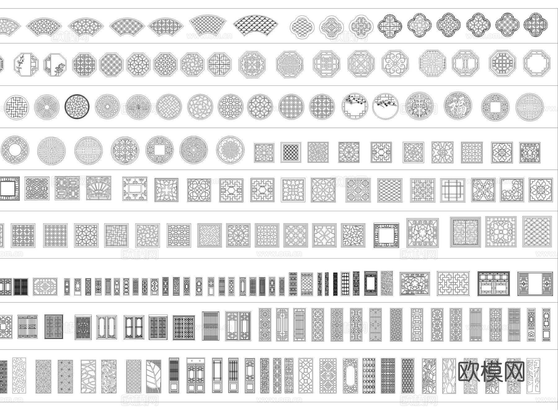 2026年最新中式窗户窗花镂花窗CAD图库cad施工图
