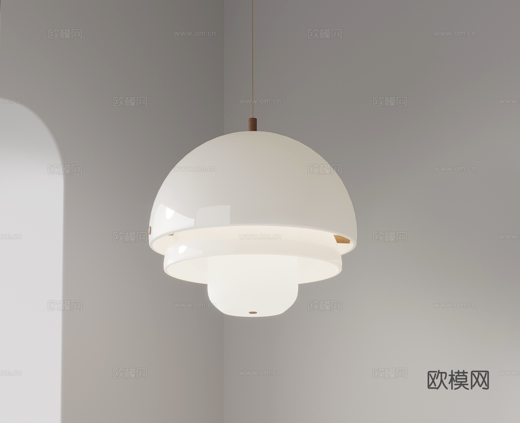 现代奶油风吊灯su模型