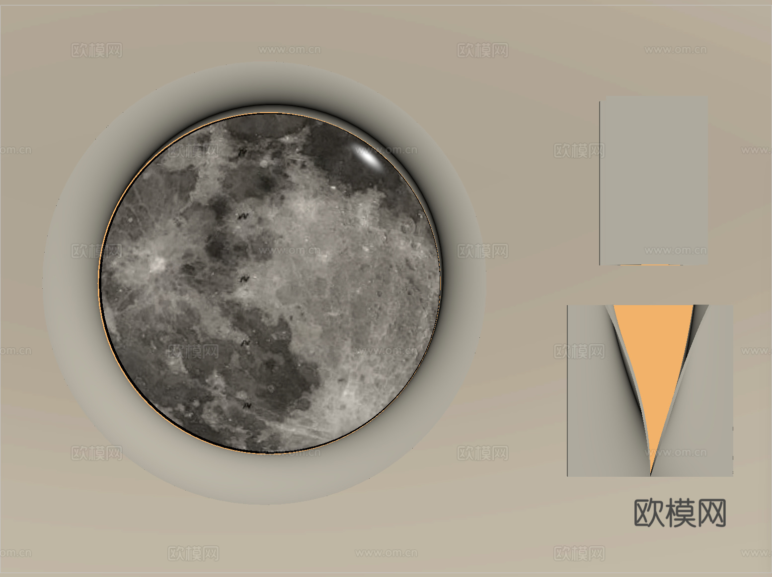 现代石膏灯 月球壁灯su模型