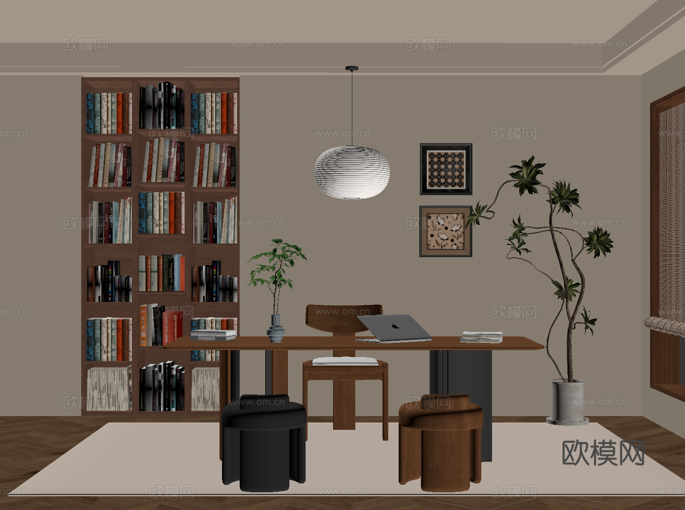 中古风书桌椅su模型