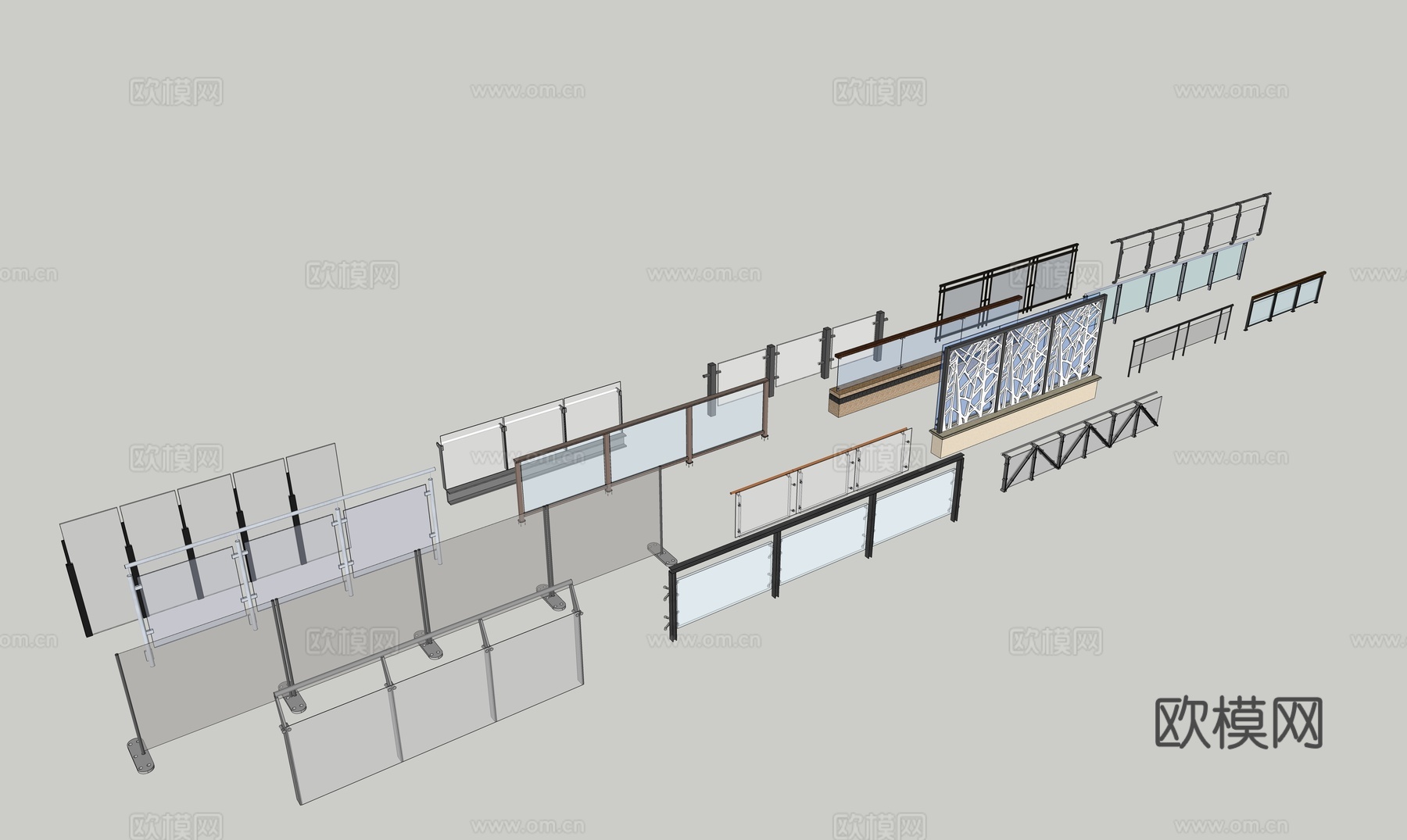 玻璃栏杆扶手su模型