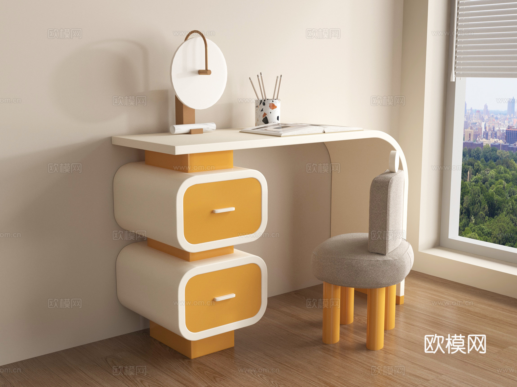 现代书桌椅 儿童书桌椅 摆件su模型