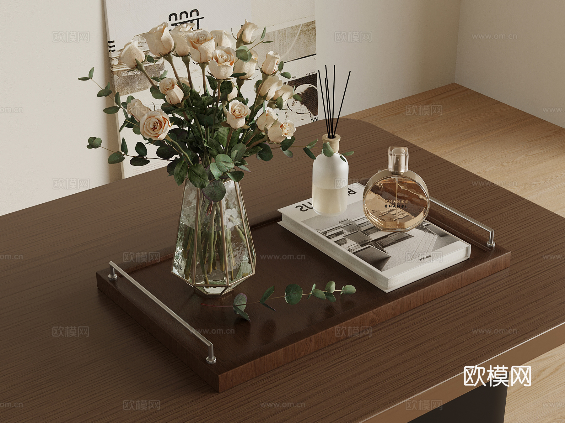 现代复古摆件 花瓶 香水su模型