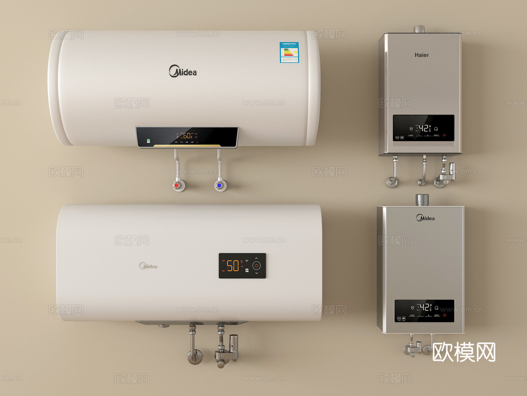 现代热水器 电热水器 燃气热水器su模型
