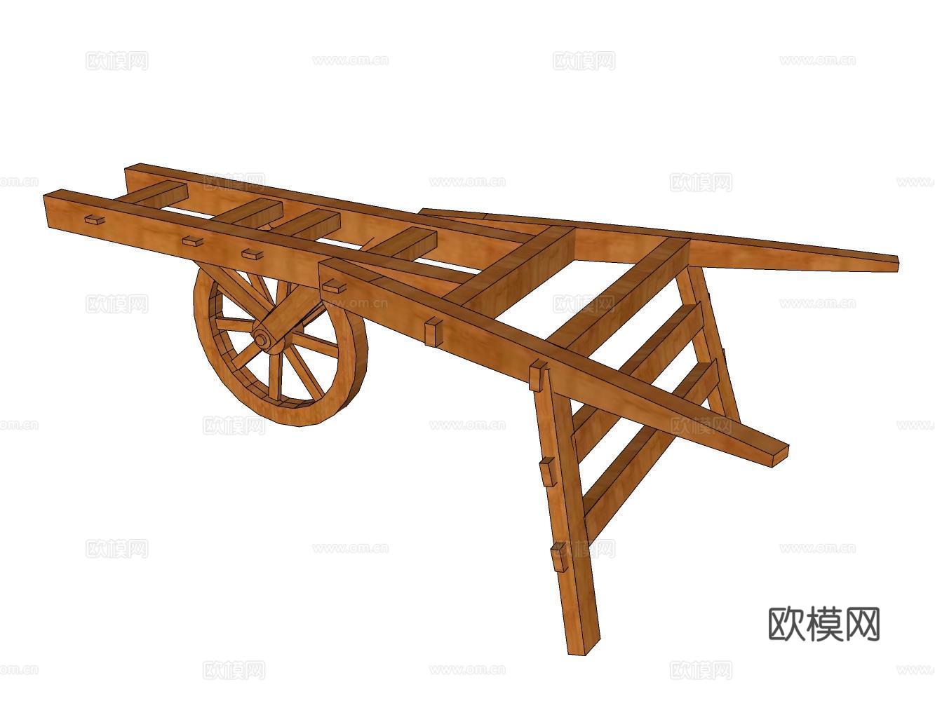 独轮车工地推车su模型