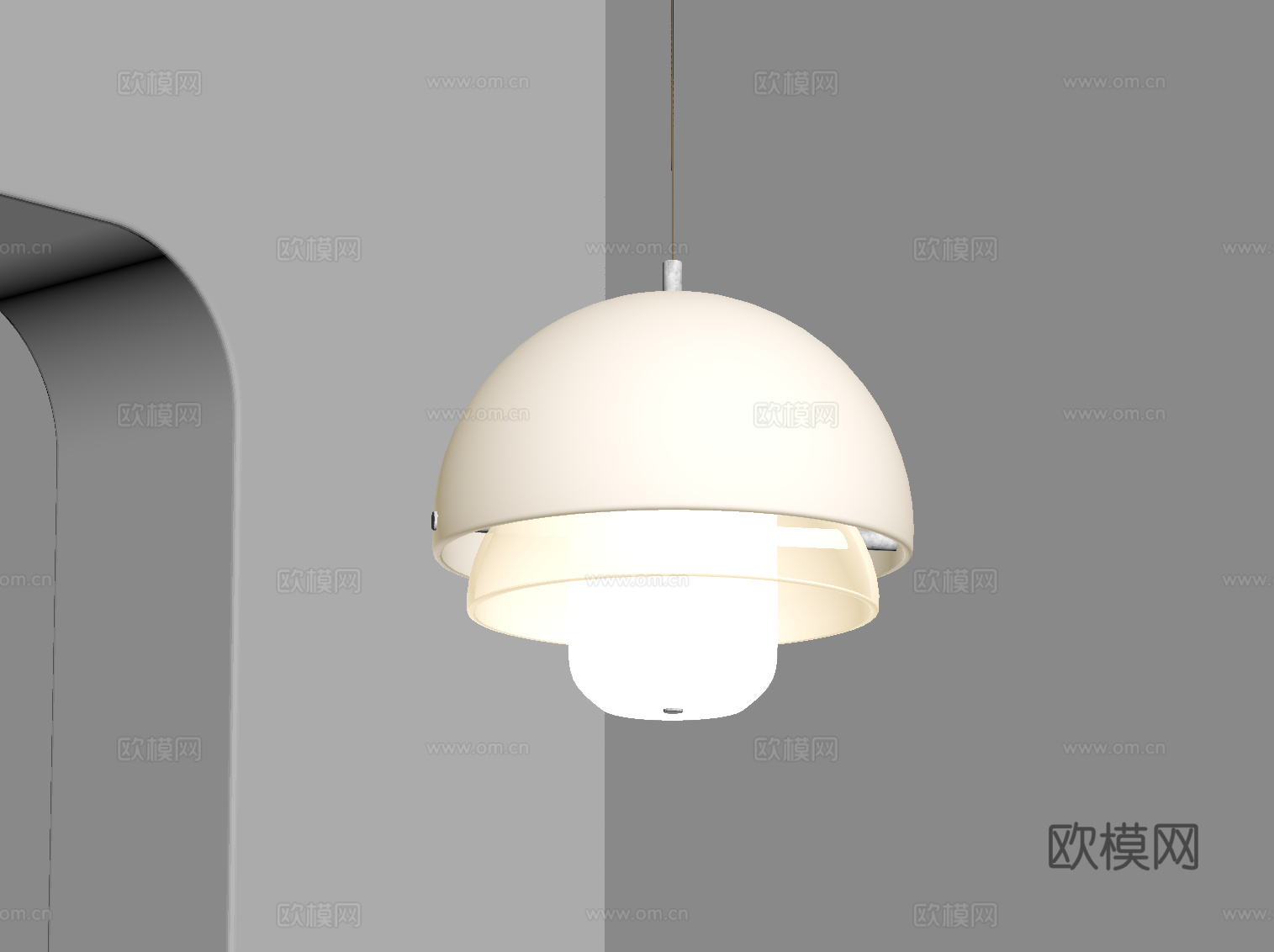现代奶油风吊灯su模型